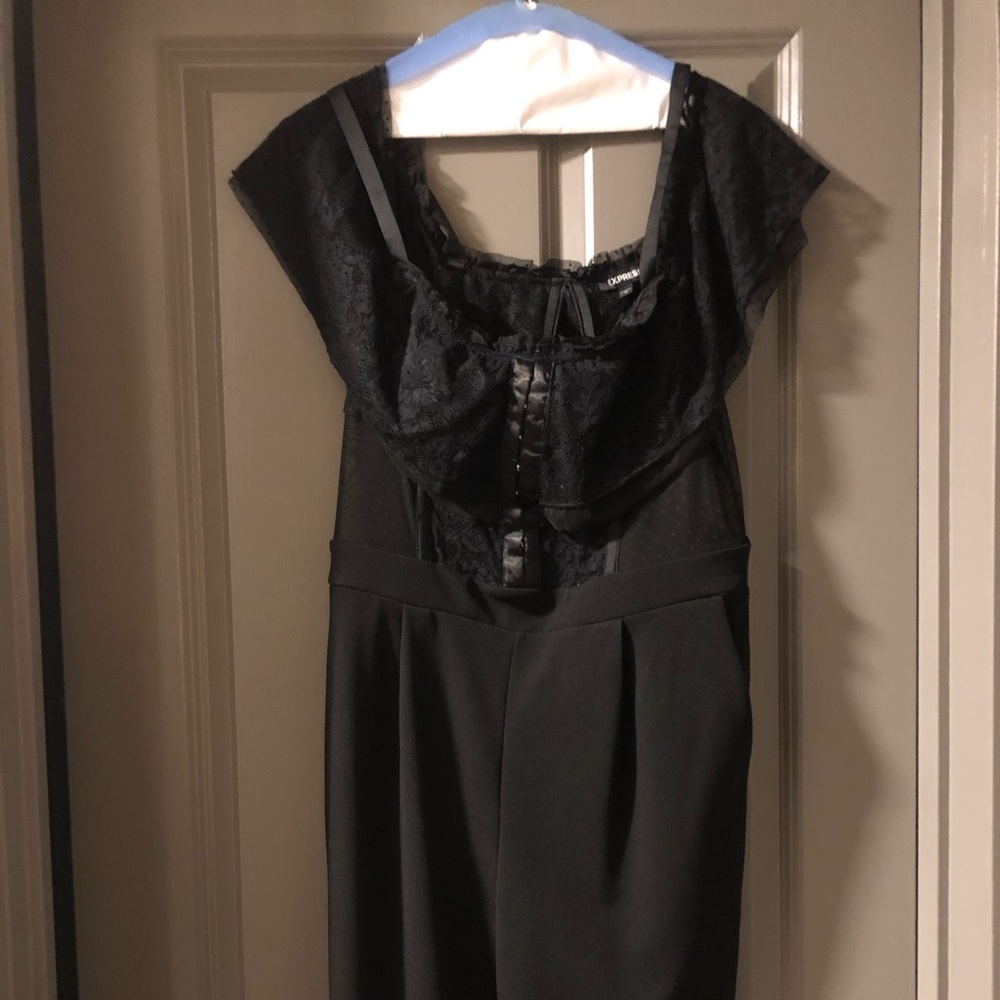 Express lace off-the-shoulder jumpsuit